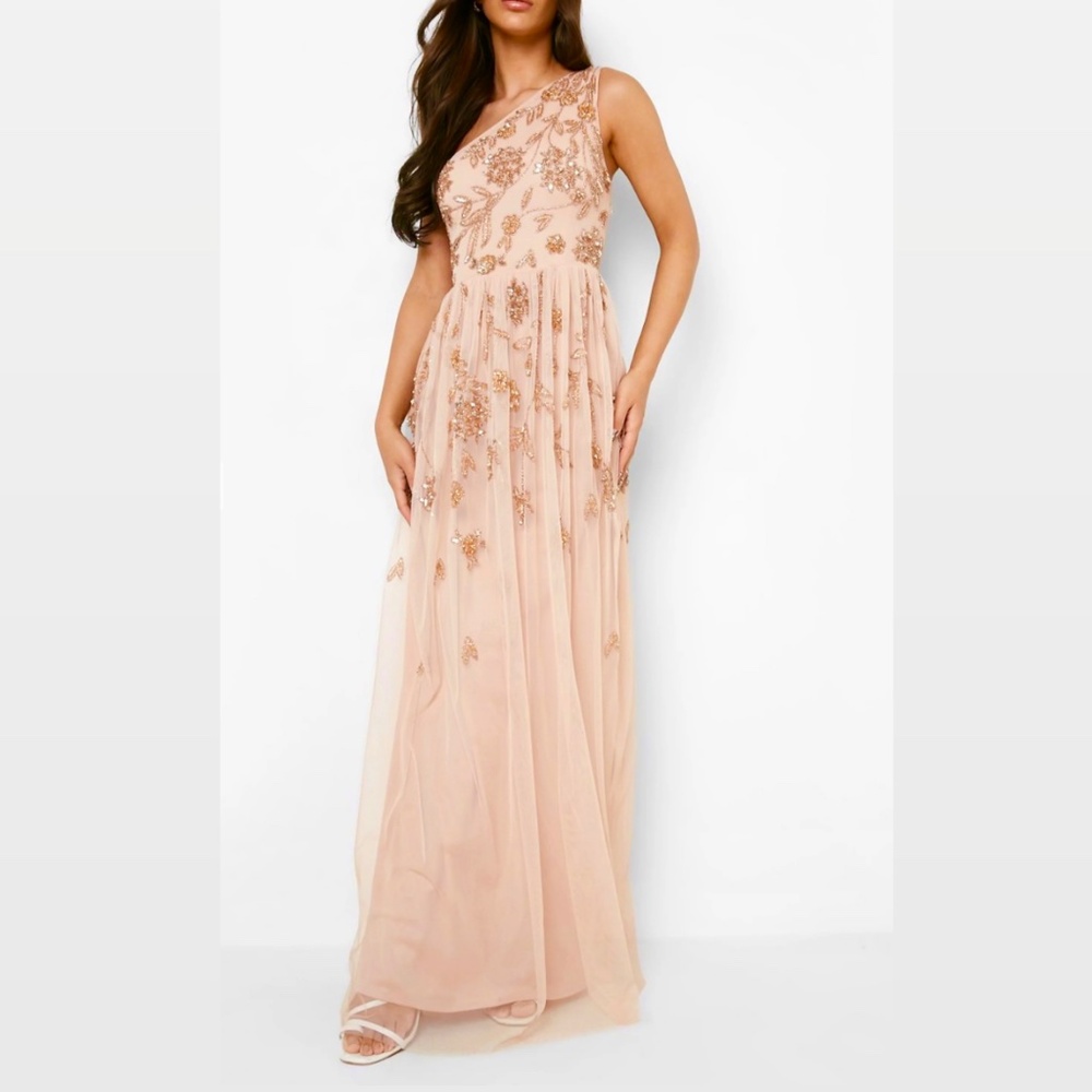Embellished Rose Gold Formal Dress